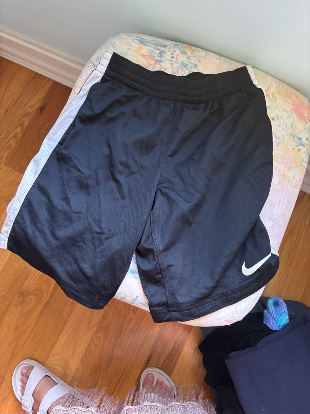 Nike Black Athletic Shorts with White Accents